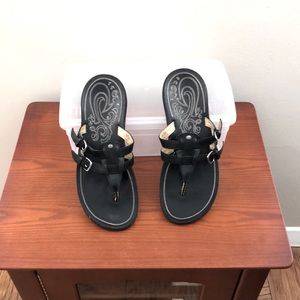 Olukai black leather sandals